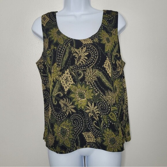 Vintage y2k 90s green black grunge whimsigoth boxy top size 12 - Picture 1 of 5
